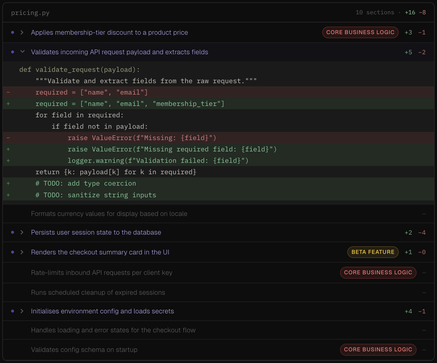 collapsable semantic changes